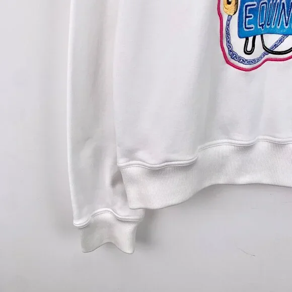 J19247 Hermes White graffiti letter embroidered cotton round neck long-sleeved s